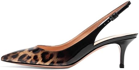 EDEFSWomens Pointed Toe Slingback Court Shoes 6.5cm Kitten Heel Patent Pumps