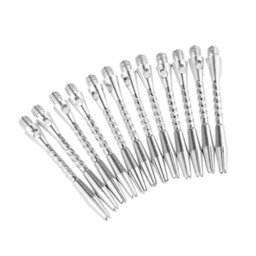Yetaha 12 Pcs Aluminum Alloy Darts Shafts Outdoor Sports Throwing Fitting Dart Stems Silver - Thumbnail 2