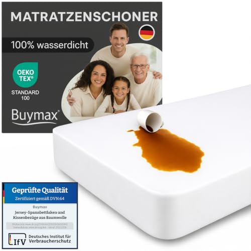 Buymax Matratzenschoner 180x200cm Wasserdicht, 2er-Set, wasserdichte Spannbettlaken ohne Knistern, Inkontinenzauflage Rundumgummi Atmungsaktiv Rundumb