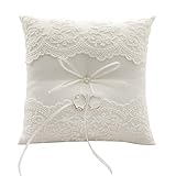 Awtlife Lace Pearl Wedding Ring Pillow Cushion Bearer 8.26 Inch For Beach wedding