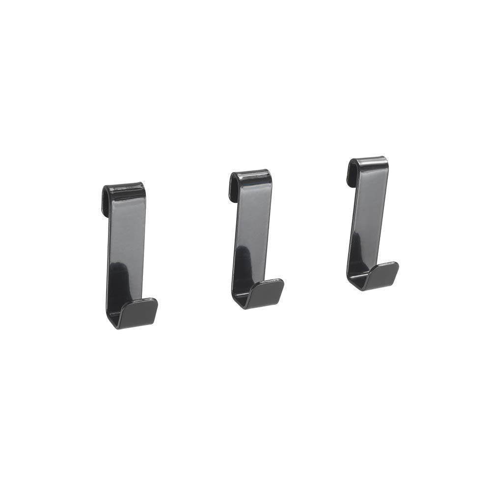 Metaltex Mural Line Wall Grid Set of 3 Hooks, Metal, Black, 1.5 x 2.5 x 5.5 cm