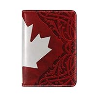 Jojogood Vintage Ornamental Canadian Maple Leaf Genuine Leather UAS Passport Holder Cover Travel Case