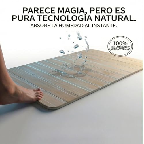 mavife Diatomite Bath Mat 60 x 39 cm – Quick Drying Anti-Moisture – Ultra Absorbent Non-Slip Bath Mat – Instant Drying for Shower and Sink – Premium Wood Effect