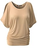 TWINTH Womens Cut Out Off Shoulder Short Sleeve Dolman Drape Loose Fit Tunic Top Plus Size