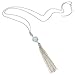 BOUTIQUELOVIN Y Shaped Long Tassel Necklace for Women Girls Faux Druzy Pendant Fashion Jewelry (Blue)