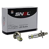 SNGL H1 Super Bright CREE LED DRL Fog Light bulbs - Plug-and-Play - 6000K Cool White (Pack of 2)