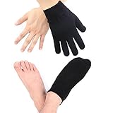 Codream Cotton Mens Gel Moisturizing Gloves and Socks Instantly Repair Eczema Dry Rough and Cracked Hands and Feet Gel Lining with Essential Oils and Vitamins Black