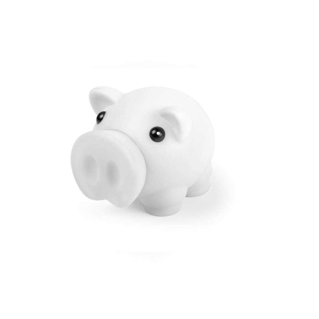 Piggy Bank with Soft Rubber Finish Body in Vivid Colours, Original Small Children's Box, Travel Box, Lightweight and Sturdy (White)