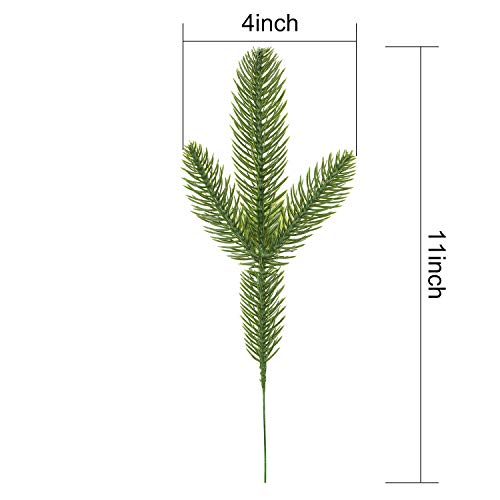Artiflr 24pcs Artificial Pine Picks,11" Pine Needle Garland Christmas Artificial Greenery for Crafts Wreath Christmas Embellishing and Home Garden Decor