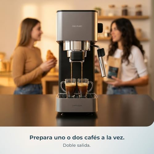 Cafetera Express Manual Cafelizzia 690 Grey. 1230-1465W, Bomba 20 Bares, 1 o 2 Tazas, Vaporizador, Tanque 1,5L, Thermoblock, Panel Táctil, Espresso de Barista en Casa