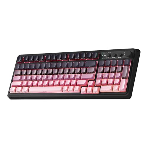 AULA S99 Gaming Keyboard, Wireless Computer Keyboards, Tri-Mode Bluetooth/2.4GHz/USB-C Custom Creamy Keyboard with Number Pad, RGB Backlit Media Knob Cute Programmable Keyboard for PC Gamer - Green