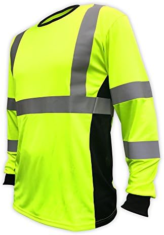 SafetyShirtzSS360 ANSI Class 3 Safety Long Sleeve Tee Yellow (Safety Green) w/Vented Sides
