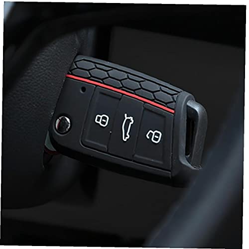 Silicone Car Key Cover 3 knoppen zacht rubber Flip sleutel Shell Case Remote Cover Car Key Protection Black Auto… - Afbeelding 4