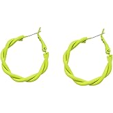Colorful Hoop Earrings Twist Round Fluorescence Hoop Earings Retro Neon Color Circle Earrings Lightweight Loops for Women Party Jewelry