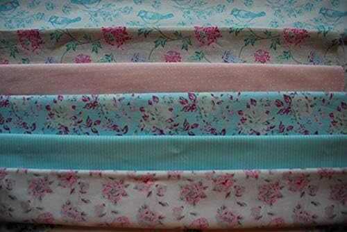 Fat Quarter Bundle Shabby Chic 100% Cotton 6 New 18" x 22" Pink Blue