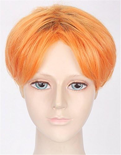 OYSRONG 11.81'' Handsome Orange Short Straight Soft Touch Cosplay Lace Cap Wig For Men