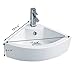 Renovators Supply Manufacturing MINI HUDSON Countertop Corner Vessel Sink 17 1/8 In. Triangular White Ceramic Bathroom Sink With Overflow And Single Faucet Hole