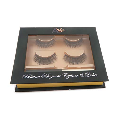 Avilana Magnetic Eyeliner and Magnetic Eyelashes Easy to Use False Lashes Made with Korean Silk Fiber, 5 Magnets Per Lash, Magnetic Eyeliner And Lashes Kit (Classy & Sassy