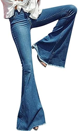 YKARITIANNA Women Super Swaggy Hippie Punk Street Hood Hight Waisted Wide Leg Denim Jeans Stretch Slim Pants Jeans