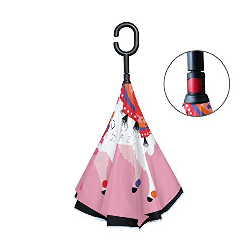 Reverse Umbrella Valentine's Day Card with Cute Camel Inverted Umbrella Reversible for Golf Car Travel Rain Outdoor Black - Thumbnail 3