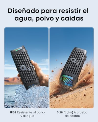 Soundcore by Anker Boom 3i Bocina Bluetooth Portatil, hasta 16h, 50W Potencia, IP68 Flotante Resistente Agua Salada, BassUp 2.0, Bluetooth 5.3, Ideal para Pesca, Camping Exteriores, Regalos para mamá
