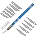 4inLoveMe Craft Knife Set Gift | Aluminum Grip Precision with Safety Cap and Craft Blades for Art, Hobby, Scrapbooking and Sculpture (Blue)