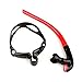 Dry Snorkel, FLYZOE Air-Ease Swimming Snorkel One-Way Purge Valve and Center Mount Mouthpiece Design with Adjustable Head Strap (Red)