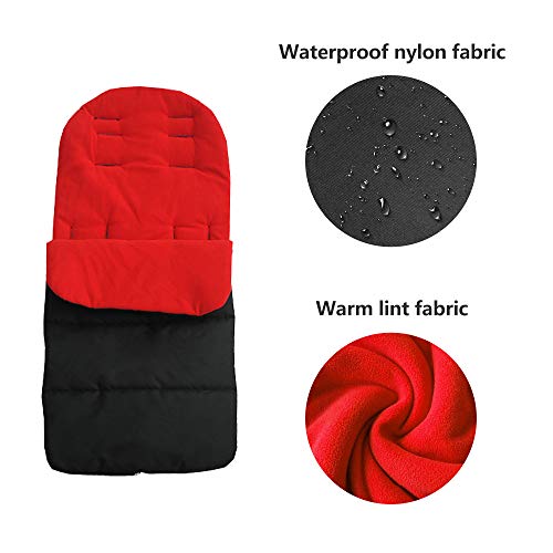 Topwon Universal Stroller Sleeping Bag Baby Footmuff Sack for Pushchairs Waterproof, Windproof (Red)