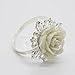 AngHui ShiPin 10pcs White Rose Napkin Ring Serviette Holder for Wedding Party Dinner Table Decor for Christmas Table