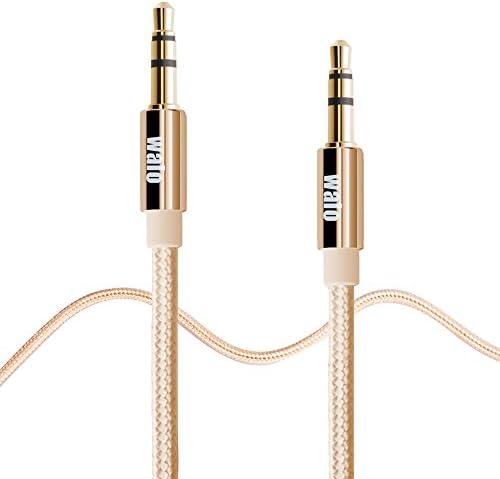 6.6 Ft (2 pack) Walo Nylon Aux cord / Aux Cable (3.5mm) , Auxiliary Audio Cable for Car / Home Stereo, Computer, Headphone, iphone, Android, Mp3 Players and more ( Gold )