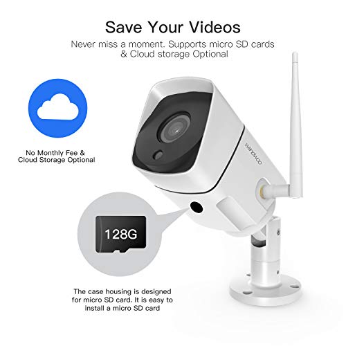 Security Camera Outdoor,Wandwoo 1080P Wireless WiFi IP Camera Support Motion Detection with Real-Time Alert,Waterproof,Night Vision,Outside Camera with SD Card & Cloud Storage- iOS,Android App