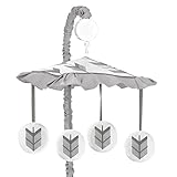 Sweet Jojo Designs Grey and White Musical Baby Crib Mobile for Woodland Arrow Collection by