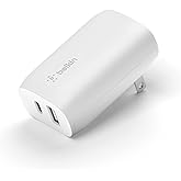 Belkin 37W USB-C Wall Charger - Power Delivery 25W USB-C Port + 12W USB-A Port for PPS Charging Apple iPhone 16, 16 Plus, 16 