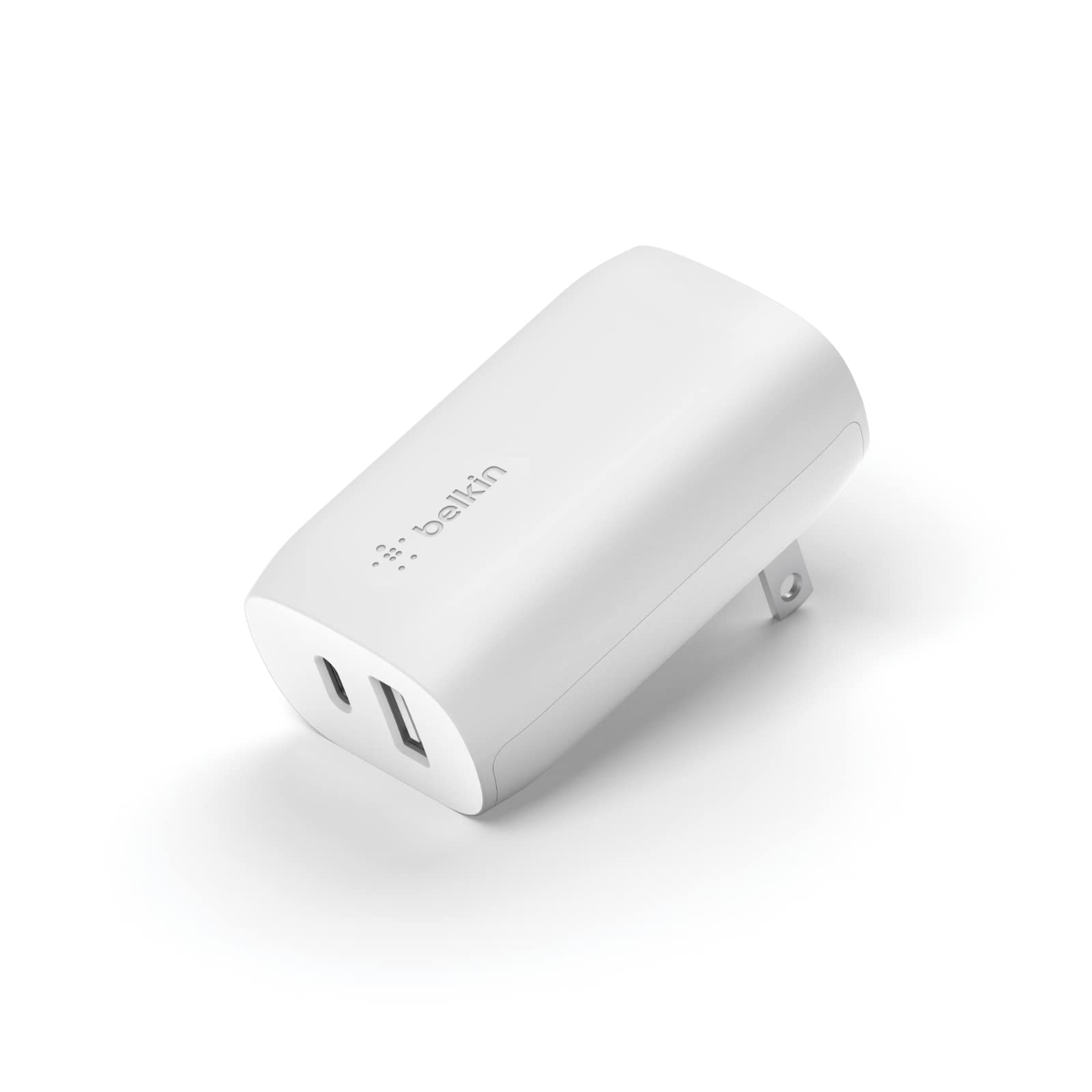 Belkin USB C Charger Block 37W - 25W USB-C Port + 12W USB-A Port for PPS Charging Apple iPhone 17, Air, Pro, Pro Max, AirPods, Samsung Galaxy S25, Nintendo Switch 2, Google Pixel 10, etc. - White
