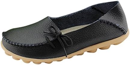 iLory Women's Casual Flat Shoes Leather Loafers Comfortable Driving Shoes Boat Shoes
