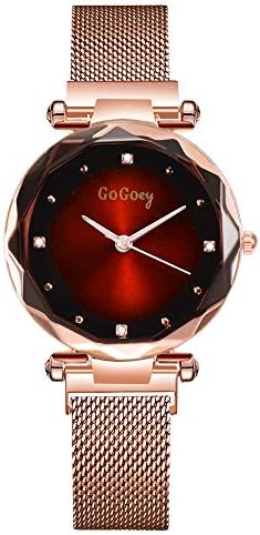 STRUGGGE Women Watch - Fashion Simulated Diamond Cutting Round Dial Mesh Straps Bracelet Wristwatch