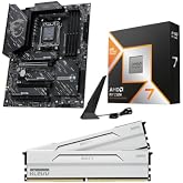 Micro Center CPU Motherboard Memory Combo: AMD Ryzen 7 9800X3D CPU Processor + MSI X870E Gaming Plus WiFi Motherboard + KLEVV Bolt V DDR5 32GB (2x16GB) 6400MHz CL30 Ram Memory White