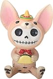Ebros Gift Furrybones Taco Figurine Hooded Skeleton Monster with Sombrero Eating Taco Collectible Sculpture Decorative