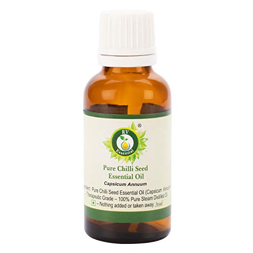R V Essential Pure Chilli Seed Essential Oil 50ml (1.69oz)- Capsicum Annuum (100% Pure and Natural Steam Distilled)