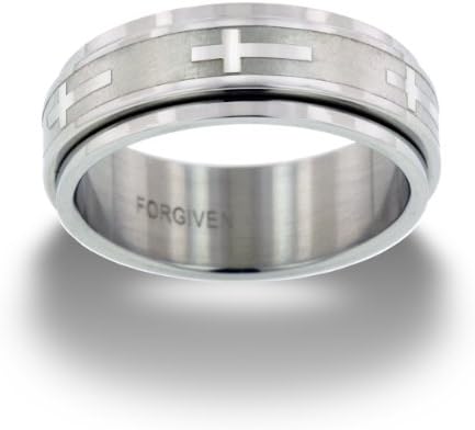 Spinner Ring with Crosses Stainless Steel