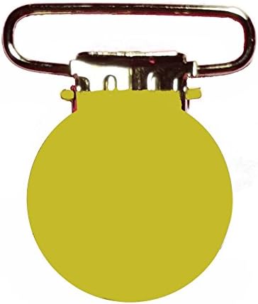 10 Yellow Enamel Round Face 1 Suspender Clips with Rectangle Inserts