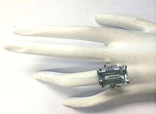 Vintage Women 925 Silver Aquamarine Gemstone Ring Wedding Jewelry Size (8)