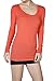 Women's Basic Solid Cotton Blend Long Sleeve Scoop Neck Tunic Tee