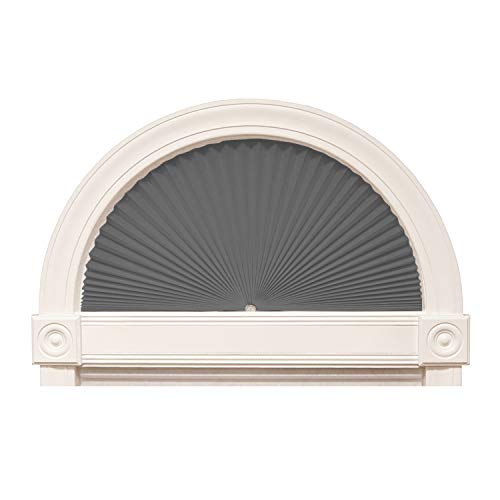 Zipcase Arch Light Filtering Fabric Shade Pack of 2 fit for Perfect Half-Round Arch Windows No Tools Installation, Grey, 72" x 36"