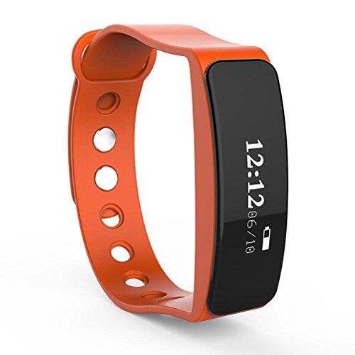 L@YC Fitness Tracker Waterproof Activity Pedometer Wristband Sleep Monitor Bluetooth 4.0 Smart Bracelet for Android iOS Phones, Orange