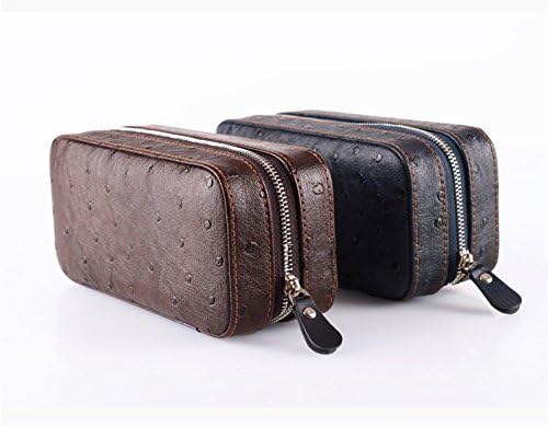 RAKUKAIMONO 2-slot Leather Watch Box Case Organizer Travel Men Women (Blue)
