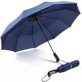 RAINYGO Umbrellas Travel Folding Automatic Umbrella Strong Windproof Compact 210T 10 Ribs Light Weight Auto Open Close
