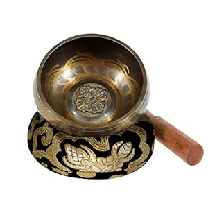 Singing Bowl – Exqline Silent Mind Tibetan Singing Bowl Set 11.5 CM, Great For Mindfulness Meditation, Relaxation, Stress & Anxiety Relief, Yoga, Zen, Perfect Spiritual Gift Black