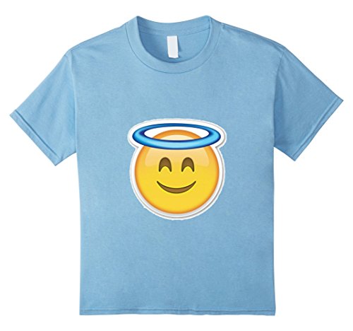 Kids Angel Face Emoji T-Shirt Halo Innocent Not Guilty Heaven 10 Baby Blue