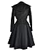 Begonia.K Women's Wool Trench Coat Lapel Wrap Swing Winter Long Overcoat Jacket